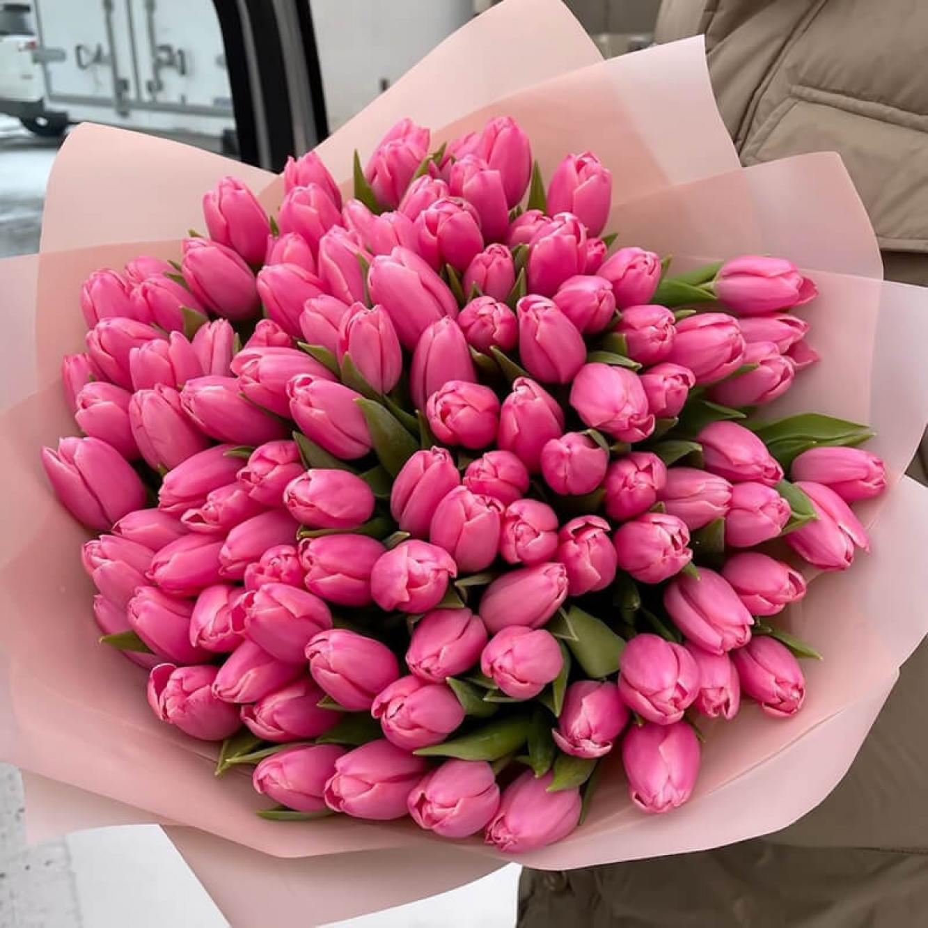 Premium Pink Tulips - AVAFlowersUSA
