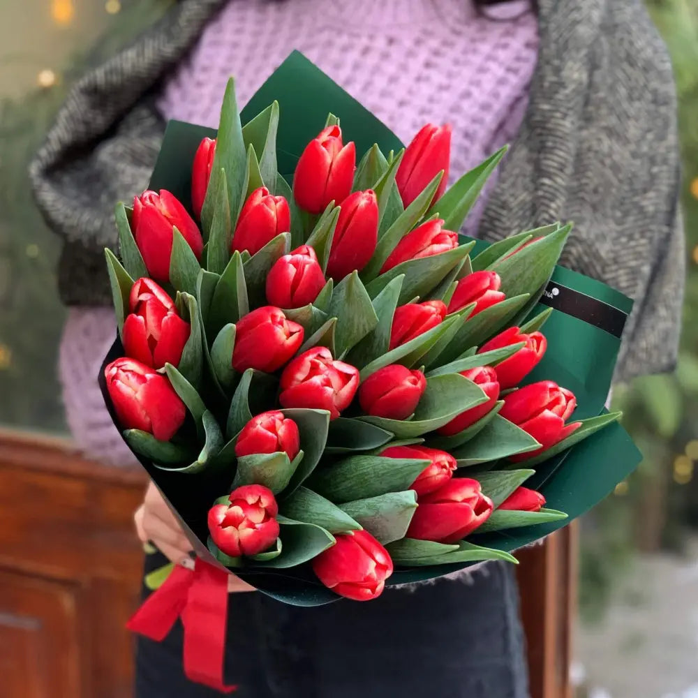 Premium Red Tulips - AVAFlowersUSA